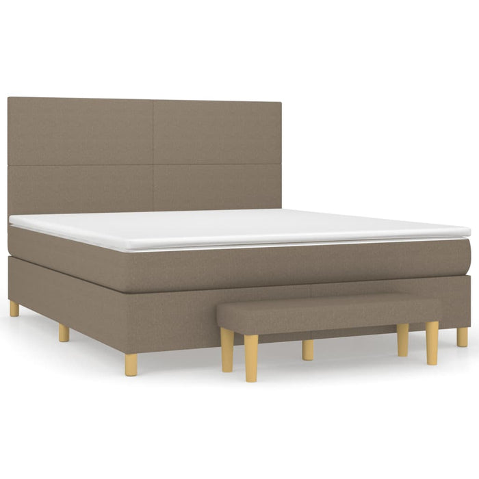 Pat continental cu saltea, gri taupe, 180x200 cm, textil - WALTI WALTI
