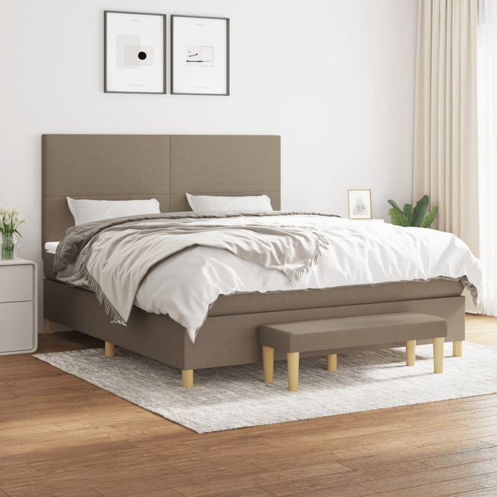 Pat continental cu saltea, gri taupe, 180x200 cm, textil - WALTI WALTI