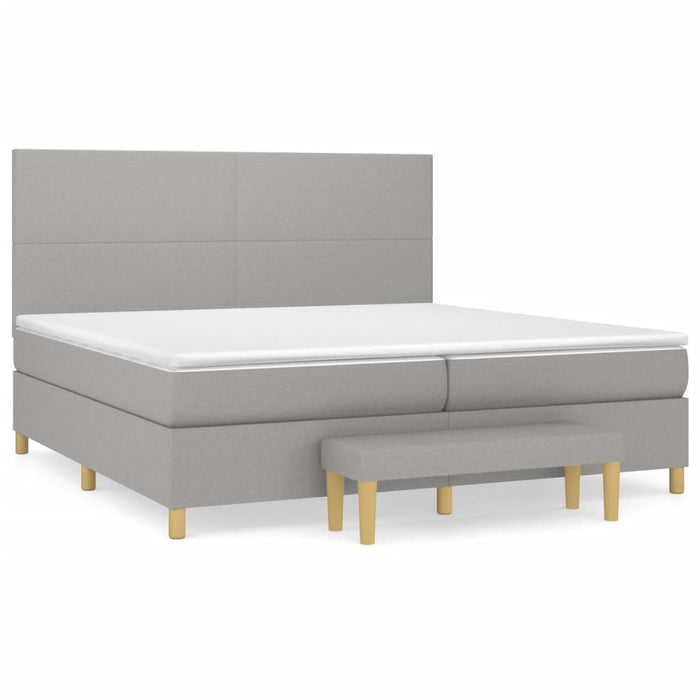 Pat box spring cu saltea, gri deschis, 200x200 cm, textil - WALTI WALTI