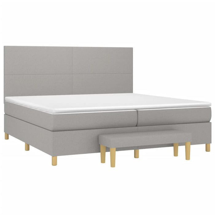 Pat box spring cu saltea, gri deschis, 200x200 cm, textil - WALTI WALTI