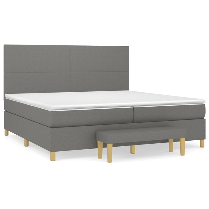 Pat box spring cu saltea, gri închis, 200x200 cm, textil - WALTI WALTI