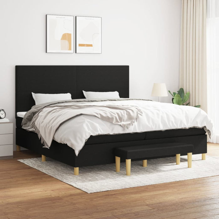Pat box spring cu saltea, negru, 200x200 cm, textil - WALTI WALTI