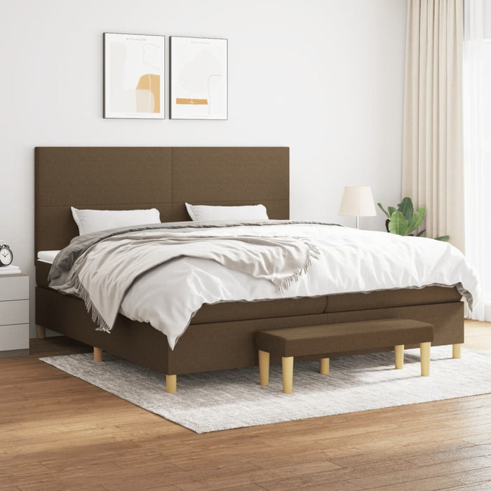 Pat box spring cu saltea, maro închis, 200x200 cm, textil - WALTI WALTI
