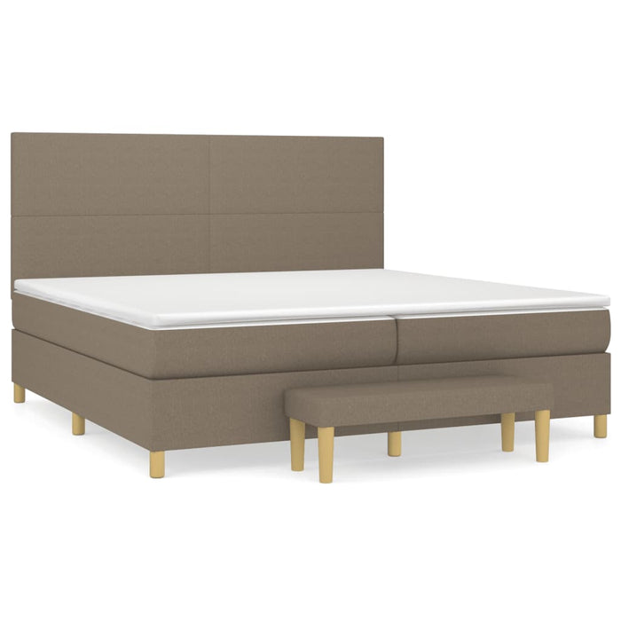 Pat box spring cu saltea, gri taupe, 200x200 cm, textil - WALTI WALTI