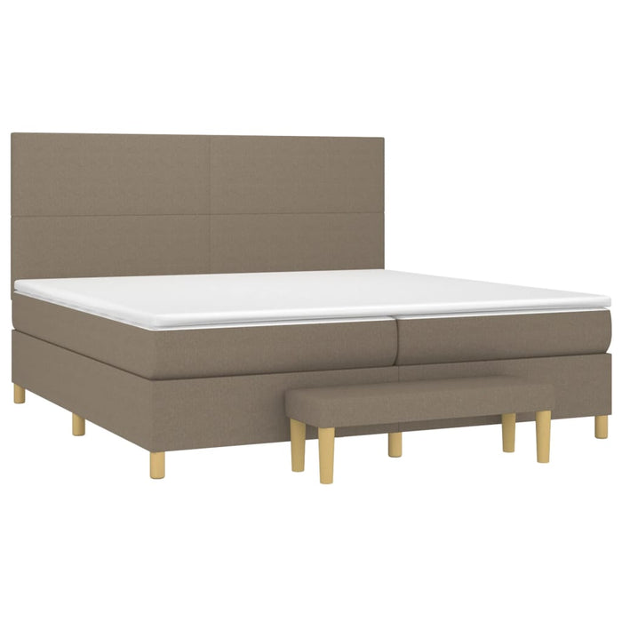 Pat box spring cu saltea, gri taupe, 200x200 cm, textil - WALTI WALTI