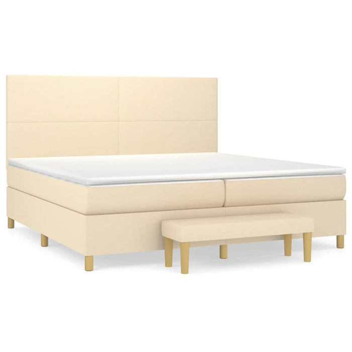 Pat box spring cu saltea, crem, 200x200 cm, textil - WALTI WALTI