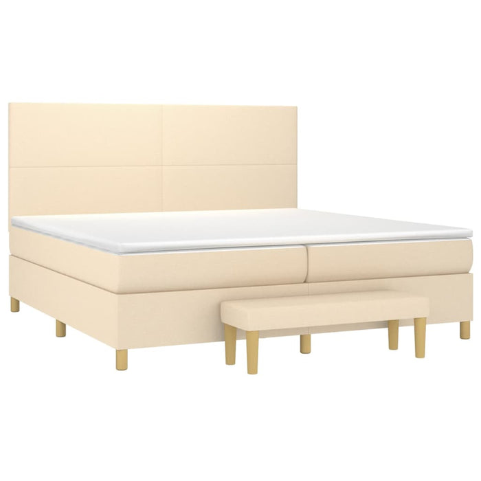Pat box spring cu saltea, crem, 200x200 cm, textil - WALTI WALTI