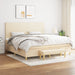 Pat box spring cu saltea, crem, 200x200 cm, textil - WALTI WALTI
