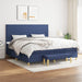 Pat box spring cu saltea, albastru, 200x200 cm, textil - WALTI WALTI