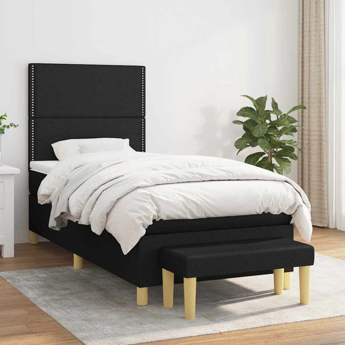 Pat box spring cu saltea, negru, 80x200 cm, textil - WALTI WALTI