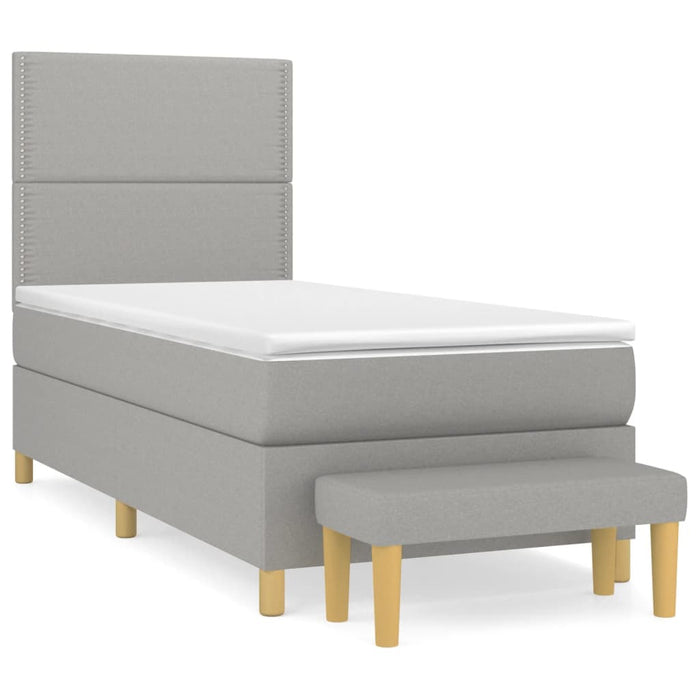Pat box spring cu saltea, gri deschis, 90x190 cm, textil - WALTI WALTI