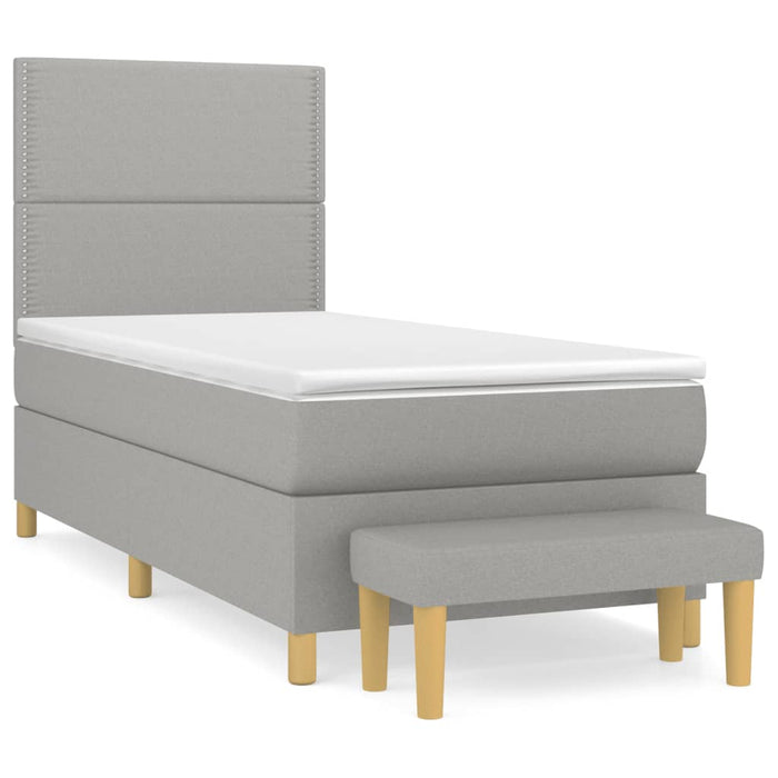 Pat box spring cu saltea, gri deschis, 90x200 cm, textil - WALTI WALTI