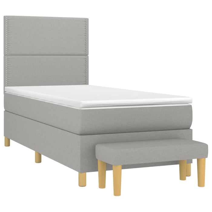 Pat box spring cu saltea, gri deschis, 90x200 cm, textil - WALTI WALTI