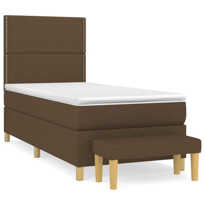 Pat box spring cu saltea, maro închis, 90x200 cm, textil - WALTI WALTI