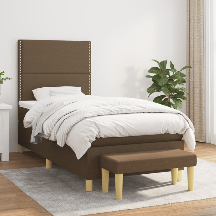Pat box spring cu saltea, maro închis, 90x200 cm, textil - WALTI WALTI