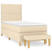 Pat box spring cu saltea, crem, 90x200 cm, textil - WALTI WALTI