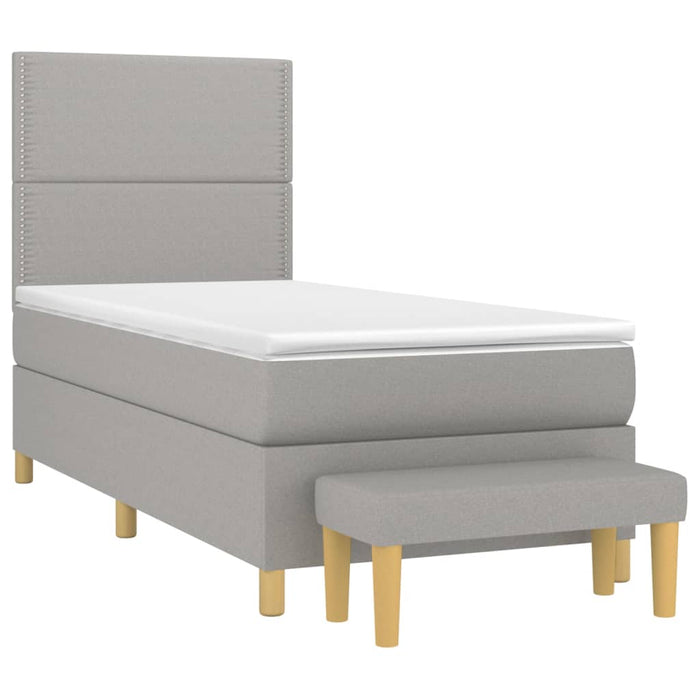 Pat box spring cu saltea, gri deschis, 100x200 cm, textil - WALTI WALTI