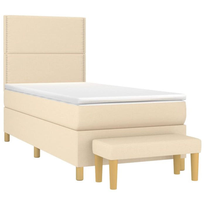 Pat box spring cu saltea, crem, 100x200 cm, textil - WALTI WALTI