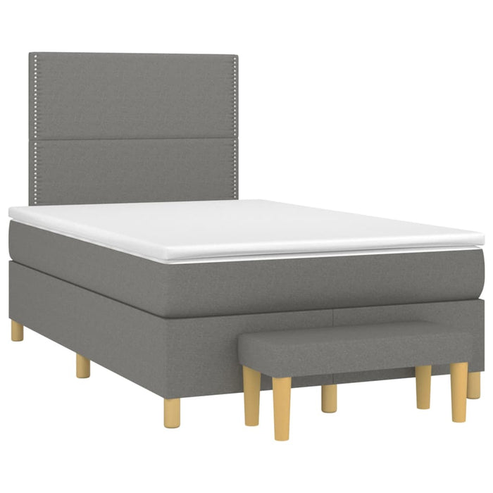 Pat box spring cu saltea, gri închis, 120x200 cm, textil - WALTI WALTI