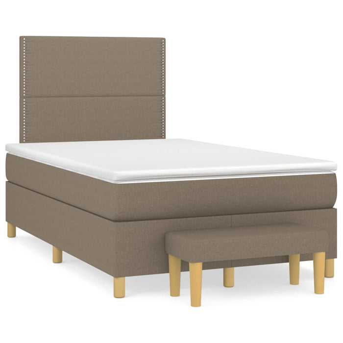 Pat box spring cu saltea, gri taupe, 120x200 cm, textil WALTI