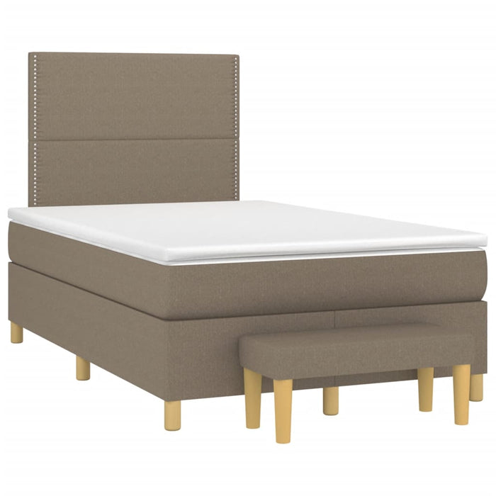 Pat box spring cu saltea, gri taupe, 120x200 cm, textil WALTI
