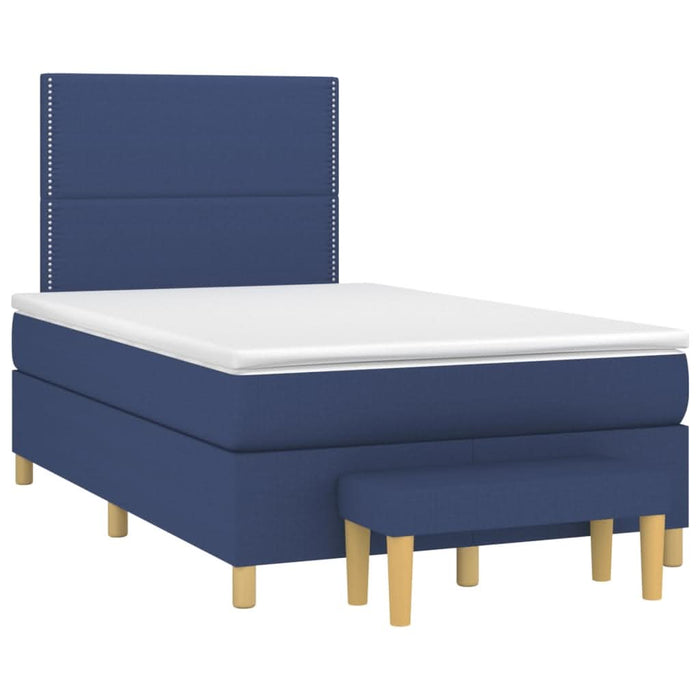 Pat box spring cu saltea, albastru, 120x200 cm, textil - WALTI WALTI
