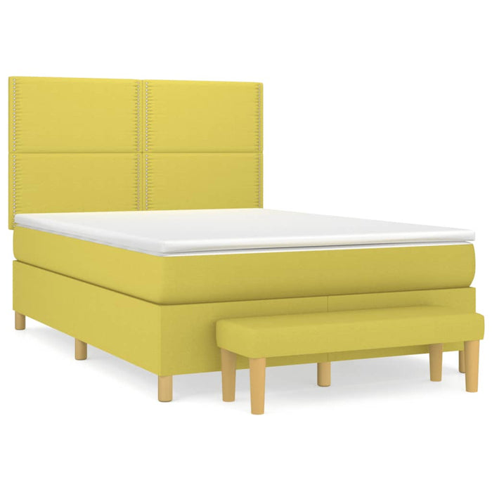 Pat box spring cu saltea, verde, 140x190 cm, textil WALTI