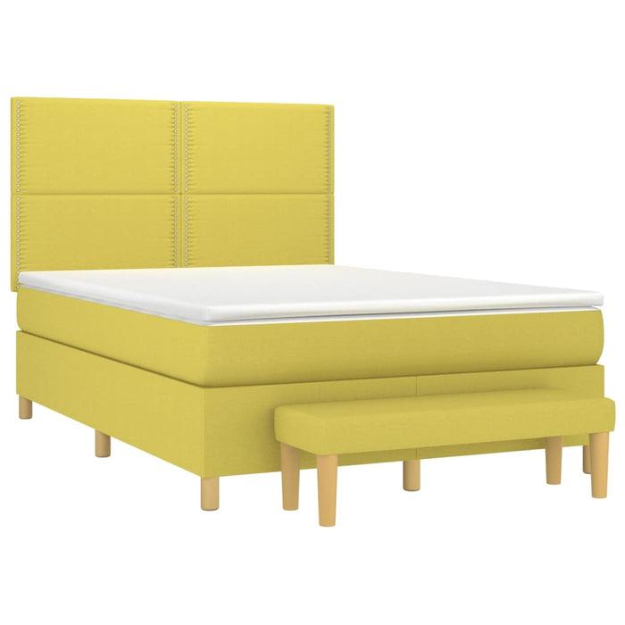 Pat box spring cu saltea, verde, 140x190 cm, textil WALTI