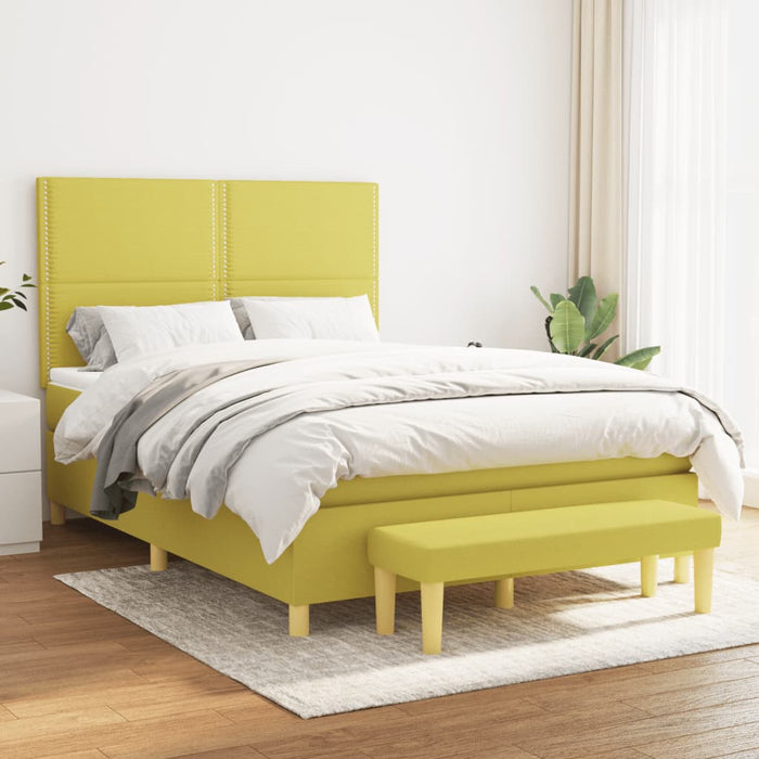 Pat box spring cu saltea, verde, 140x190 cm, textil WALTI