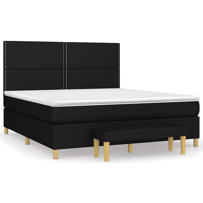 Pat box spring cu saltea, negru, 160x200 cm, textil - WALTI WALTI