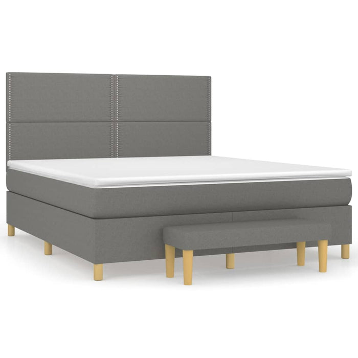 Pat box spring cu saltea, gri închis, 180x200 cm, textil - WALTI WALTI