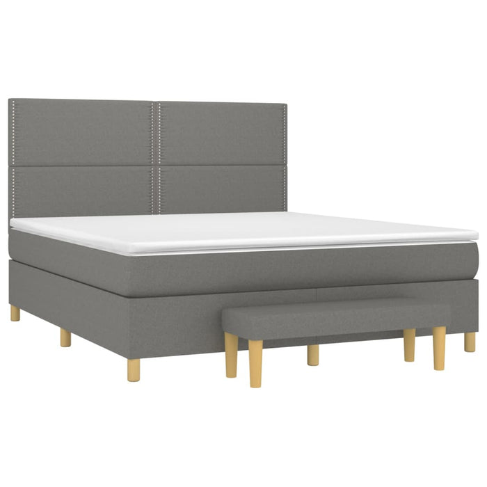 Pat box spring cu saltea, gri închis, 180x200 cm, textil - WALTI WALTI