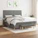 Pat box spring cu saltea, gri închis, 180x200 cm, textil - WALTI WALTI