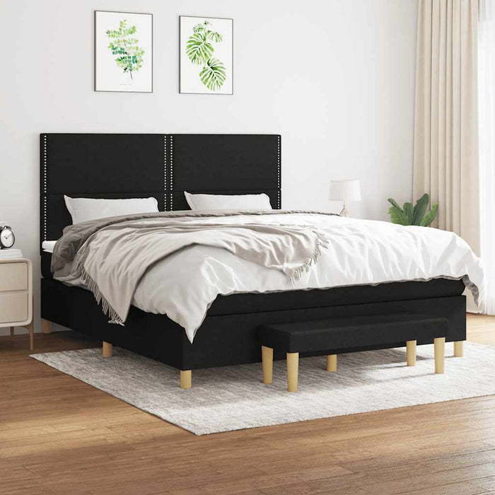 Pat box spring cu saltea, negru, 180x200 cm, catifea - WALTI WALTI