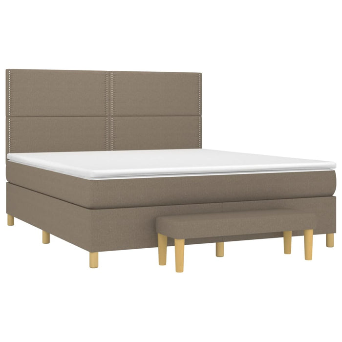 Pat continental cu saltea, gri taupe, 180x200 cm, textil - WALTI WALTI