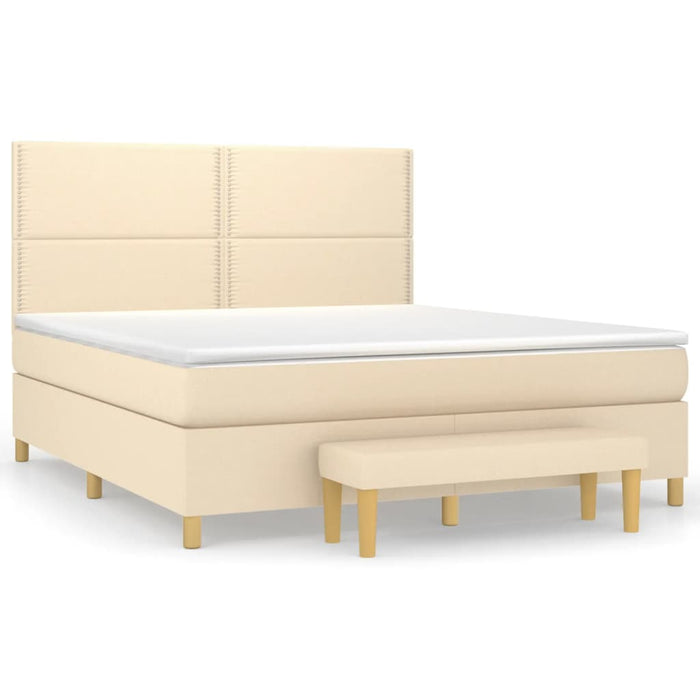Pat continental cu saltea, crem, 180x200 cm, textil - WALTI WALTI