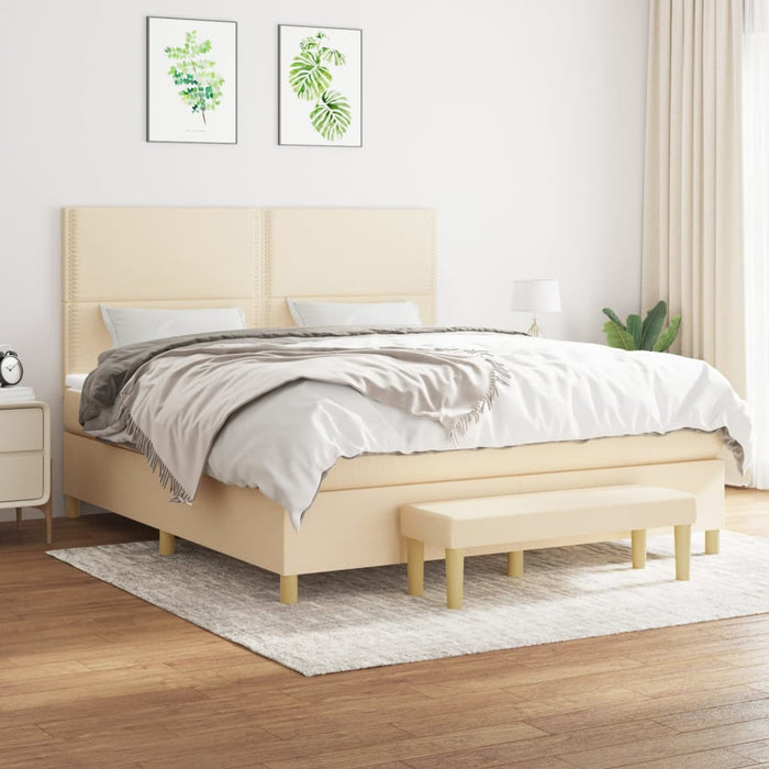 Pat continental cu saltea, crem, 180x200 cm, textil - WALTI WALTI