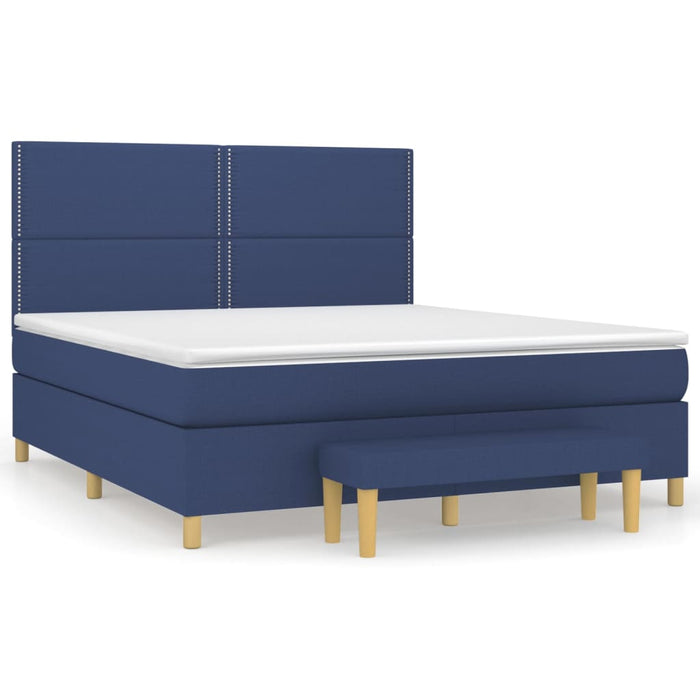 Pat box spring cu saltea, albastru, 180x200 cm, material textil - WALTI WALTI
