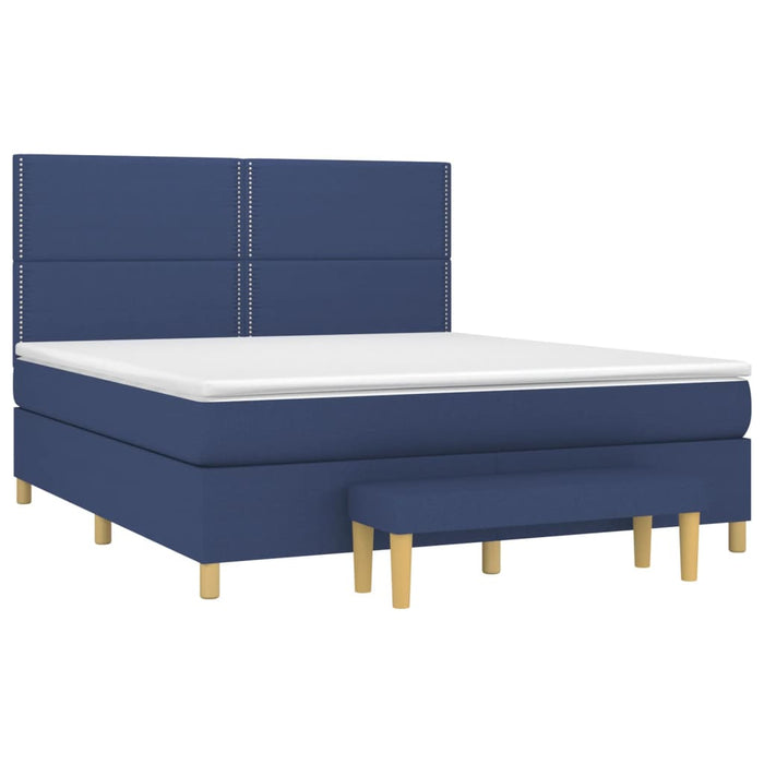 Pat box spring cu saltea, albastru, 180x200 cm, material textil - WALTI WALTI