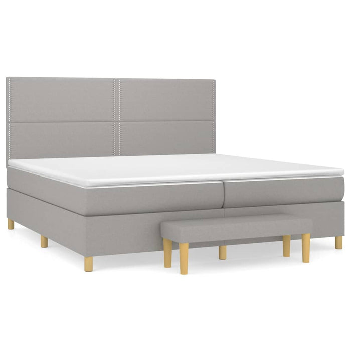 Pat box spring cu saltea, gri deschis, 200x200 cm, textil - WALTI WALTI