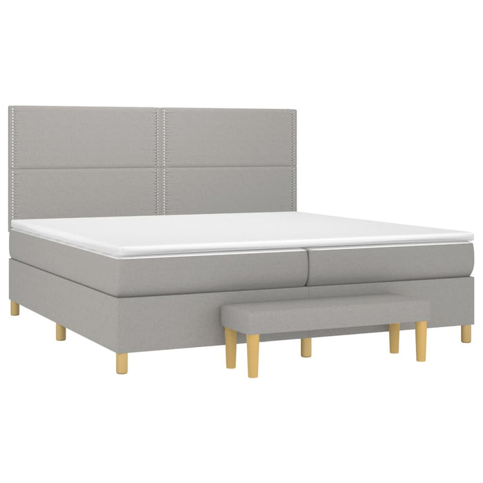 Pat box spring cu saltea, gri deschis, 200x200 cm, textil - WALTI WALTI
