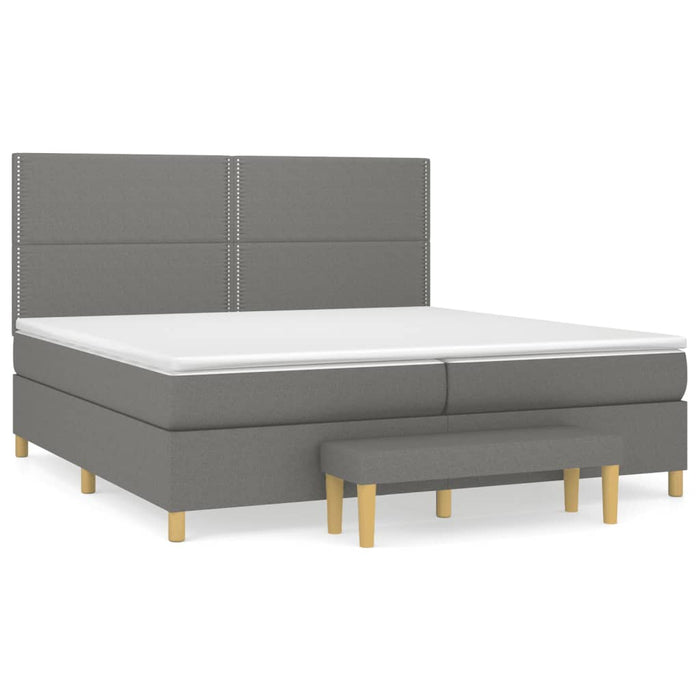 Pat box spring cu saltea, gri închis, 200x200 cm, textil - WALTI WALTI