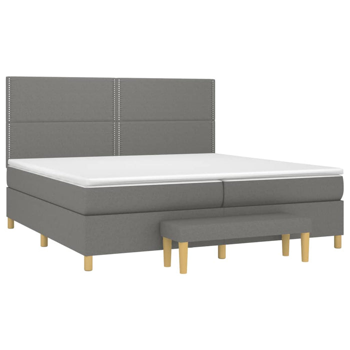 Pat box spring cu saltea, gri închis, 200x200 cm, textil - WALTI WALTI