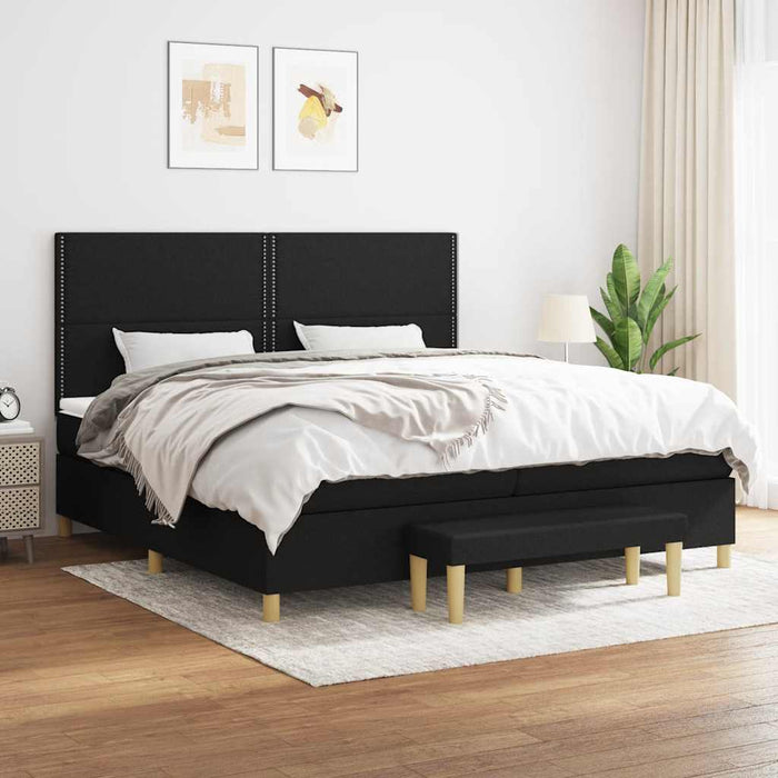 Pat box spring cu saltea, negru, 200x200 cm, textil - WALTI WALTI