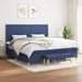 Pat box spring cu saltea, albastru, 200x200 cm, textil - WALTI WALTI