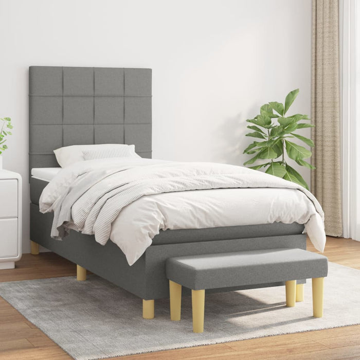 Pat box spring cu saltea, gri închis, 80x200 cm, textil - WALTI WALTI