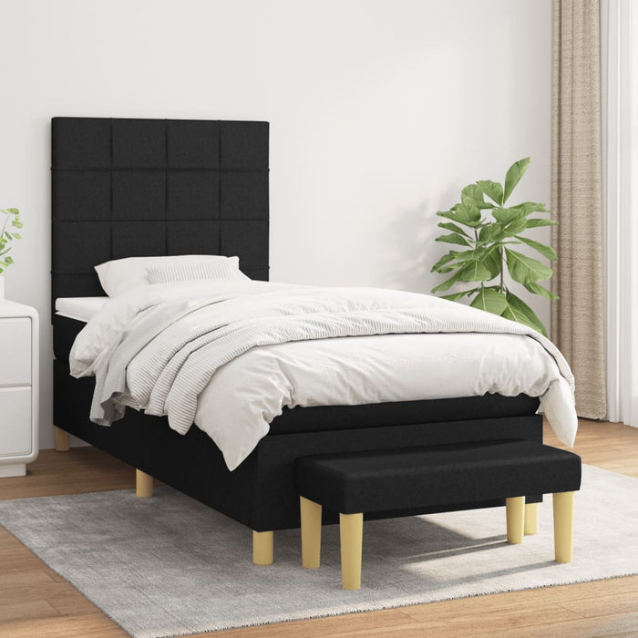 Pat box spring cu saltea, negru, 80x200 cm, textil - WALTI WALTI