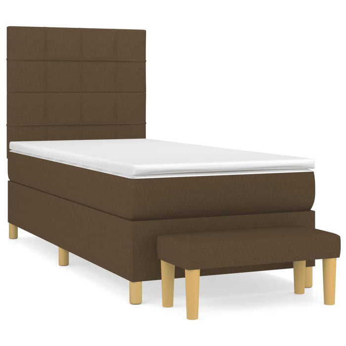 Pat box spring cu saltea, maro închis, 80x200 cm, textil WALTI