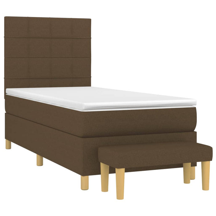 Pat box spring cu saltea, maro închis, 80x200 cm, textil WALTI