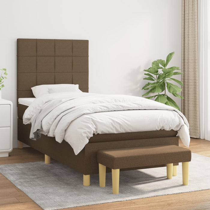 Pat box spring cu saltea, maro închis, 80x200 cm, textil WALTI